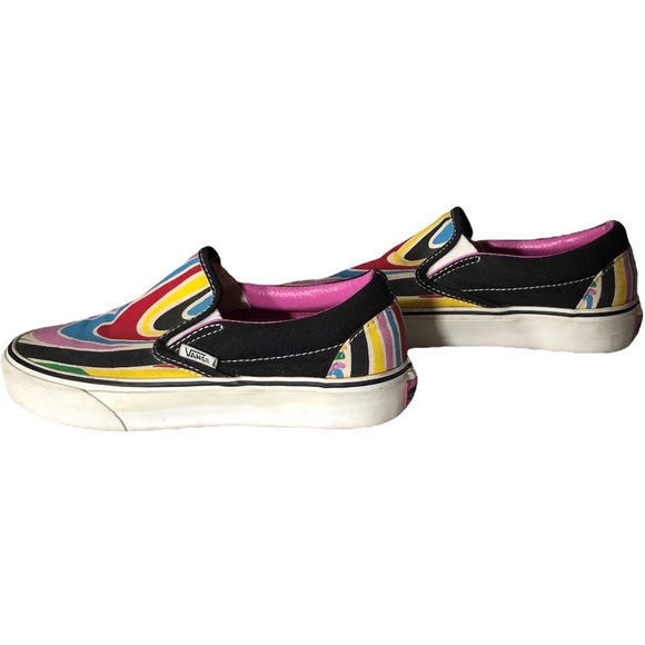 Vans Sneakers Bright Retro Rainbow Paint Pink Yellow Blue Purple Red Slip On - Picture 1 of 11